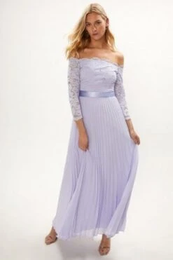 Coast Lace Bodice Bardot Maxi Dress, Lilac/ Light Purple