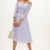 Coast Lace Bodice Bardot Midi Dress, Lilac/ Light Purple