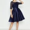 Coast Lace Bodice Full Skirt Dress, Navy Blue