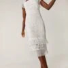 Coast Lace Cap Sleeve Midi Dress, White