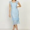 Coast Lace Cap Sleeve Midi Shift Dress, Light Blue