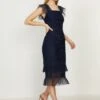 Coast Lace Cap Sleeve Midi Shift Dress, Navy Blue