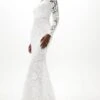Coast Lace Long Sleeve Bridal Dress With Trail, White