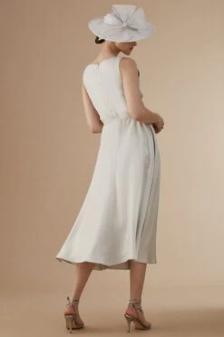 Coast Lisa Tan Shimmer Midi Dress, Silver -EleganceWear Store coast lisa tan shimmer dress silver1