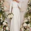Chi Chi Long Sleeve Bridal Wedding Dress With Embellishment In White