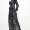 Coast Long Sleeve Sequin Maxi Dress, Black/Silver