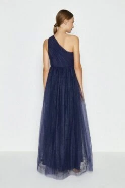 Coast One Shoulder Glitter Mesh Maxi Dress, Navy Blue -EleganceWear Store coast one shoulder glitter mesh maxi dress navy blue2 e1600174502377