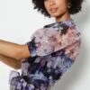 Coast Organza Floral Sleeve Shirt Dress, Purple/Multi