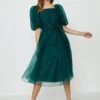 Coast Organza Tie Waist Midi Dress, Green