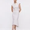 Coast Pencil Dress With Cross Waist & Fishtail, Light Grey