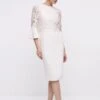 Coast Pencil Dress With Satin Lace Bodice & Flare Cuff, Light Blush/Ivory