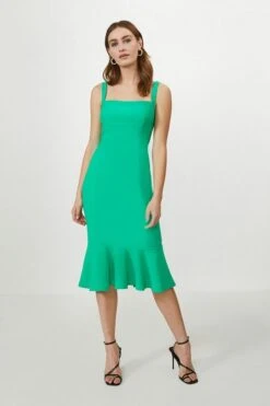 Coast Peplum Hem Bodycon Midi Dress, Green