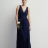 Coast Plunge Sequin Bridesmaids Maxi Dress, Navy Blue