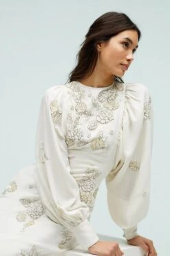 Coast Premium Beadwork Drop Sleeve Fishtail Dress, Ivory -EleganceWear Store coast premium beadwork drop sleeve fishtail dress ivory1