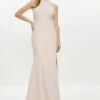 Coast Premium Halterneck Fishtail Maxi Bow Dress, Blush/Light Pink