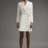 Coast Premium Mini Tie Waist Tuxedo Dress, Ivory
