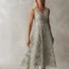 Coast Premium Plunge Neck Cutwork Lace Midi Dress, Sage Green