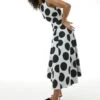 Coast Premium Spotty Jacquard Stretch Dress, Black/White
