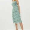Coast Printed Tiered Ruffle Midi Dress, Green/Multi