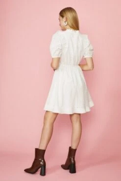 Coast Ruffle Detail Cotton Broderie Dress, White -EleganceWear Store coast ruffle detail cotton broderie dress white1 e1614615206592