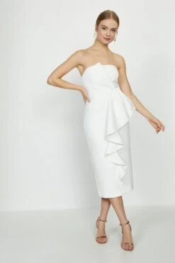 Coast Ruffle Front Bandeau Bridal Dress, Ivory