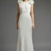 Coast Ruffle Sleeve Satin Dress With Cowl Back, Ivory