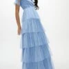 Coast Ruffle Tier Skirt Short Sleeve Maxi Dress, Light Blue