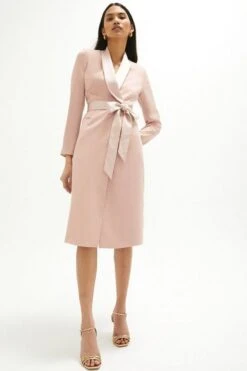 Coast Premium Midi Tuxedo Dress, Light Pink/Blush
