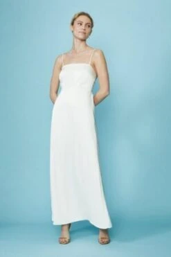 Coast Satin Cami Bridal Dress With Bow Back Detail, Ivory