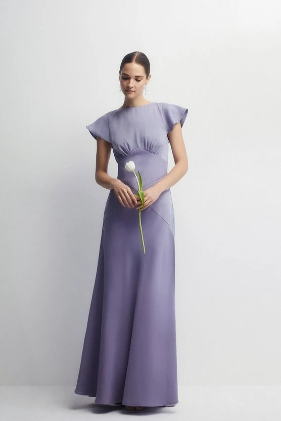 Coast Satin Mix Seamed Maxi Bridesmaid Dress, Dusty Blue 1 Coast Satin Mix Seamed Maxi Bridesmaid Dress, Dusty Blue