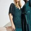 Coast Sequin Angel Sleeve Maxi Dress, Green