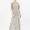 Coast Sequin Angel Sleeve Sequin Maxi Dress, Silver