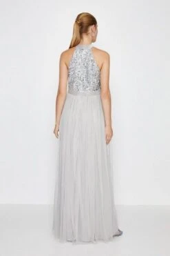 Coast Sequin Bodice Halter Maxi Dress, Silver -EleganceWear Store coast sequin bodice halter maxi dress silver1 e1602344195560