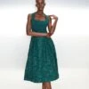 Coast Square Neck Embroidered Midi Bridesmaid Dress, Forest Green