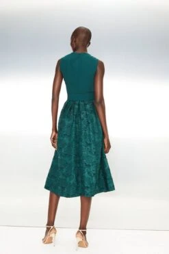 Coast Square Neck Embroidered Midi Bridesmaid Dress, Forest Green -EleganceWear Store coast square neck embroidered midi bridesmaid dress forest green1