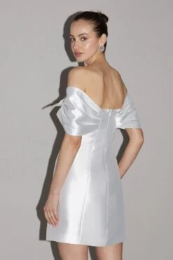 Coast Statement Bow Twill Mini Dress With Jewel Trim, Ivory -EleganceWear Store coast statement bow twill mini dress with jewel trim ivory2