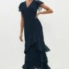 Coast Tiered Hem Ruffle Maxi Bridesmaid Dress, Navy Blue