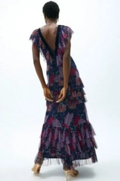 Coast Tulle And Velvet Mix Wrap Floral Bridesmaid Maxi Dress, Purple/Multi -EleganceWear Store coast tulle and velvet mix wrap floral bridesmaid maxi dress purple multi1 e1628754036615