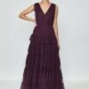 Coast Tulle Tiered Maxi Bridesmaid Dress, Berry/Deep Purple