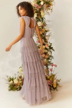 Coast Tulle Tiered Maxi Bridesmaid Dress, Lilac/Light Purple/Grey -EleganceWear Store coast tulle tiered maxi bridesmaid dress lilac light purple grey1 e1616701997258