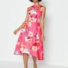 Coast Twill Hi Low Floral Dress, Pink/Multi