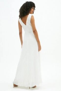 Coast V Neck Embroidered Maxi Bridal Dress, Ivory -EleganceWear Store coast v neck embroidered maxi bridal dress ivory1