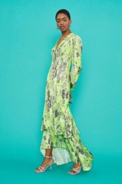 Coast V-Neck Tiered Hem Maxi Dress, Green/Multi