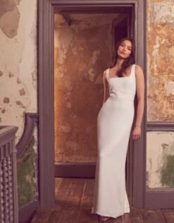 Monsoon Deja Square Neck Bridal Dress Ivory