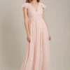 Dorothy Perkins Angel Sleeve Chiffon Maxi​ Bridesmaid Dress, Blush Pink