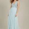 Dorothy Perkins Embellished V Neck Tulle Maxi Bridesmaid Dress, Mint Green