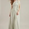 Dorothy Perkins One Shoulder Chiffon Maxi Bridesmaid Dress, Sage Green