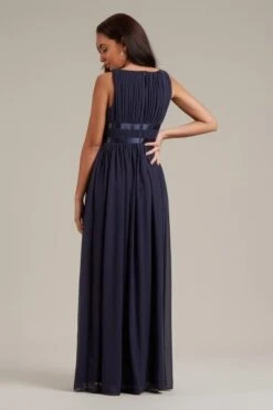 Dorothy Perkins Petite Satin Cross Waist Chiffon Maxi Bridesmaid Dress, Navy Blue -EleganceWear Store dorothy perkins petite satin cross waist chiffon maxi bridesmaid dress navy blue2 e1660191766318