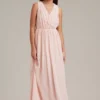 Dorothy Perkins Petite Sleeveless Wrap Chiffon Maxi Dress, Blush Pink