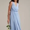 Dorothy Perkins Petite Sleeveless Wrap Chiffon Maxi Dress, Light Blue
